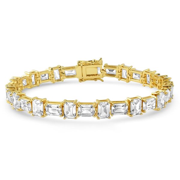 14K Gold Pure Water Emerald Cut Tennis Bracelet Supply