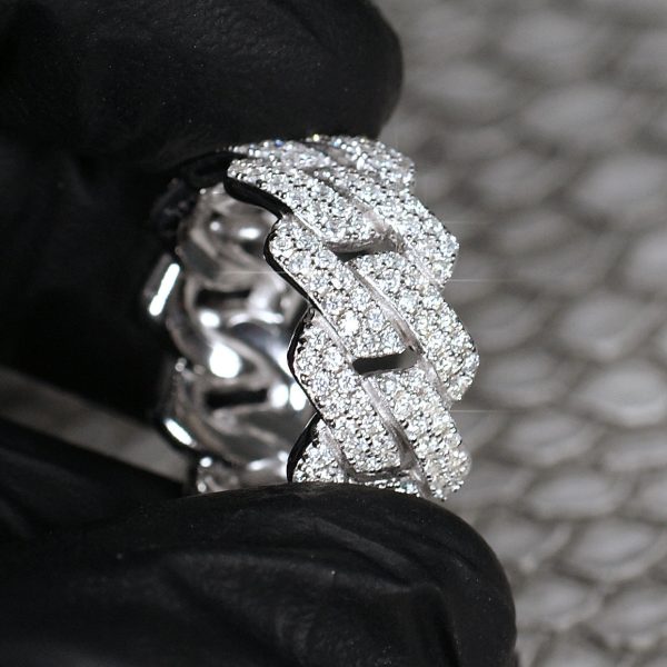 3 Carat VVS1 Moissanite Cuban Link Ring For Cheap