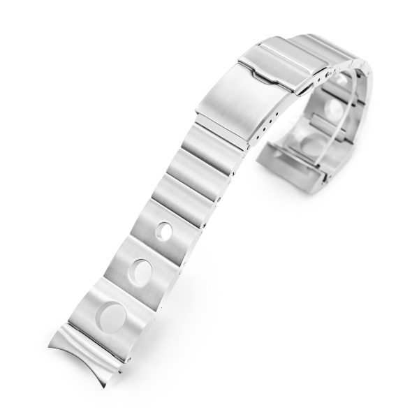 22mm Rollball II Watch Band for Seiko 5 Sports GMT SSK001 SSK003 SBSC003, Stainless Steel - Brushed, Baton Diver Clasp Hot on Sale