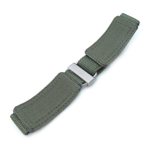 22mm MiLTAT Honeycomb Military Green Nylon Velcro Fastener Watch Strap, Brushed Stainless Buckle, XL Online Sale - Image 5