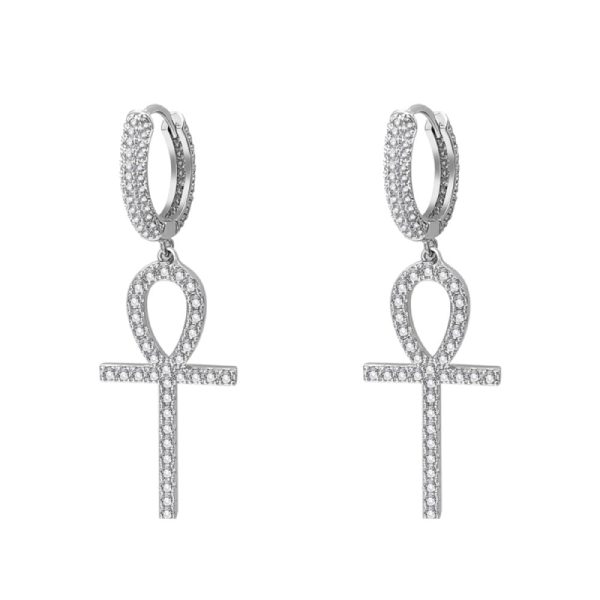 Sterling Silver Large Ankh Dangle Earrings Online Hot Sale - Image 2
