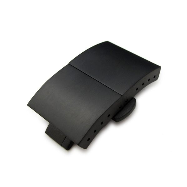20mm or 22mm Double Fold Butterfly Dome Shape Lengthened Deployant Clasp   Buckle, PVD Black Sale