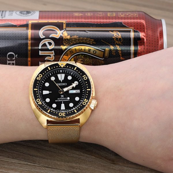 18mm, 20mm or 22mm Classic Vintage Knitted Superfine Wire Mesh Band, Polished IP Gold Cheap - Image 4