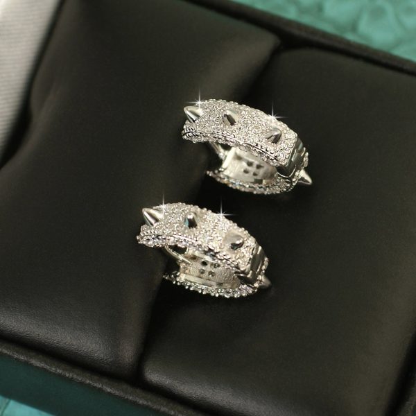 VVS1 Clarity Iced Out Spiked Hoop Moissanite Earrings on Sale - Image 3