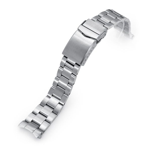 20mm Super-O Boyer Watch Band for Seiko Cocktail SRPB41 SSA345 SSA341, Stainless Steel - Brushed, V Diver Clasp For Sale