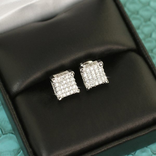 0.54 CTW Moissanite Iced Out 3D Cube Earrings Online now
