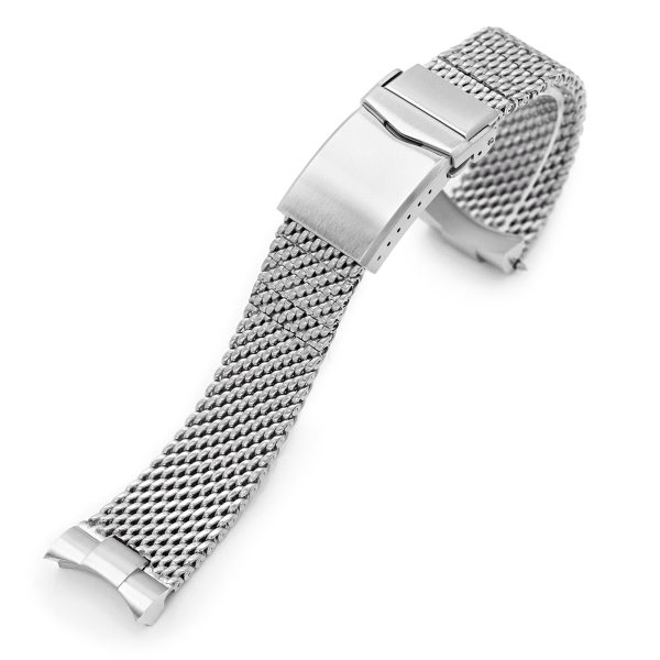 Curved End Massy Mesh Watch Band for TUD BB 79230, V-Clasp, Brushed For Discount
