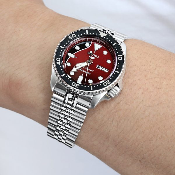 22mm Super-J Louis JUB Watch Band for Seiko 5 Sports 42.5mm SRPD51 SRPD55 SBSA003, Stainless Steel - Brushed, V Diver Clasp Discount - Image 2