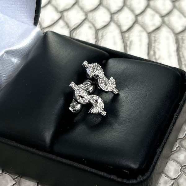 0.32 CTW Real Diamond Dollar Sign Earrings For Sale - Image 2