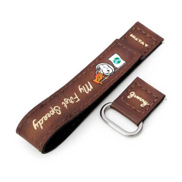 20mm Brown Gunny X MT Moonswatch Q.R. Velcro Leather Watch Strap - Minimalist Snoopy For Cheap