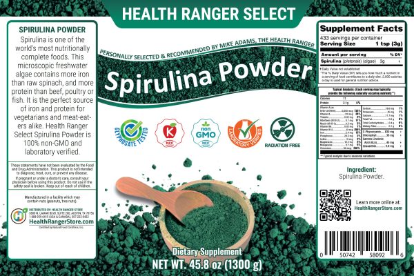 Health Ranger Select Spirulina Powder 1300g, #10 can Sale - Image 2