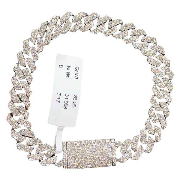 10K Gold Genuine Diamond Straight Edge Cuban Bracelet Cheap - Image 3