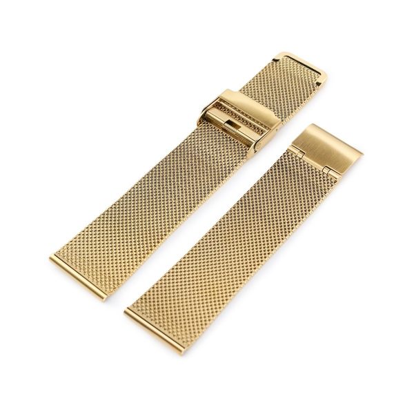 18mm, 20mm or 22mm Classic Vintage Knitted Superfine Wire Mesh Band, Polished IP Gold Cheap - Image 5