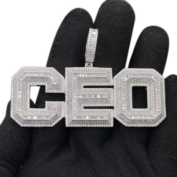 Sterling Silver Baguette CEO Iced Out Pendant For Cheap - Image 2