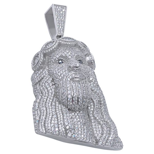 Sterling Silver Luxury Iced Out Jesus Pendant Cheap - Image 3