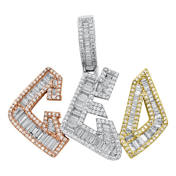Tri Gold GED Flawless Baguette Charm Online Hot Sale