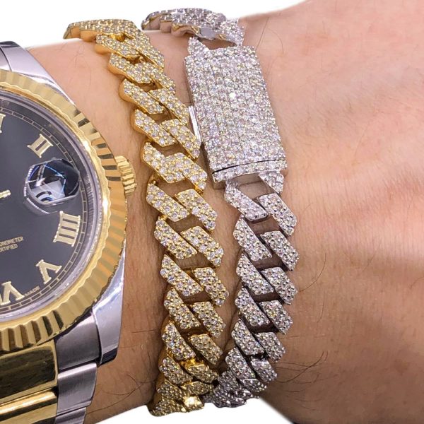 10K Gold Genuine Diamond Straight Edge Cuban Bracelet Cheap