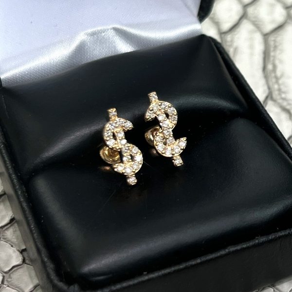 0.32 CTW Real Diamond Dollar Sign Earrings For Sale - Image 3