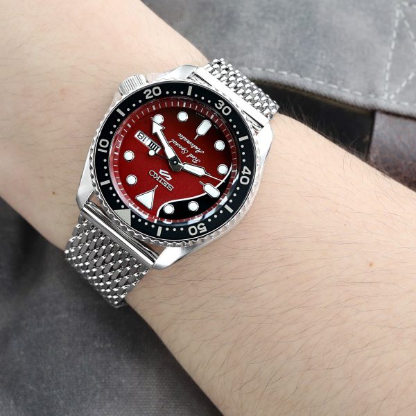 22mm Polished Tapered Winghead  SHARK  Mesh watch band, V-Clasp For Discount - Image 3