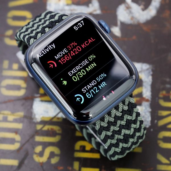 Stretchable Black-Green Solo Loop Braided Watch Band compatible with Apple Watch 44mm   42mm models on Sale - Image 2