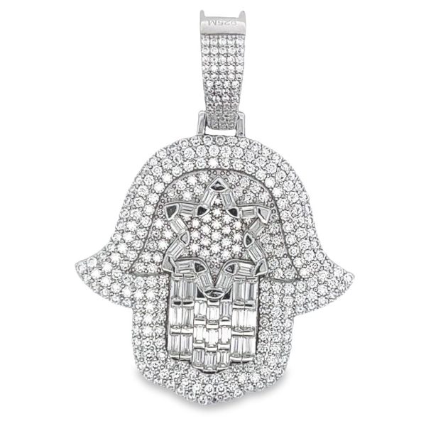 5.39 CTW Baguette Moissanite Star Hamsa Pendant Online now