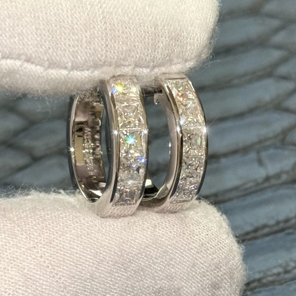 3.50 CTW Princess Cut Moissanite 20MM Hoop Earrings Online - Image 3