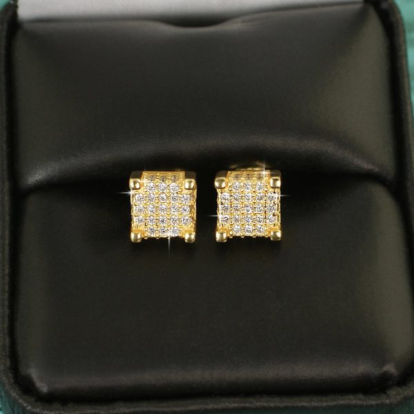 0.54 CTW Moissanite Iced Out 3D Cube Earrings Online now - Image 3