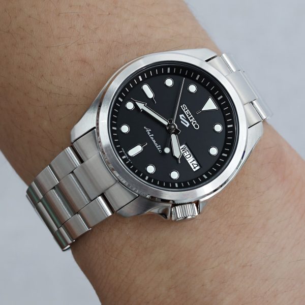 20mm Super-O Boyer Watch Band for Seiko 5 Sports 40mm SRPE51 SRPE53 SRPG35, Stainless Steel - Brushed, V Diver Clasp Hot on Sale - Image 4