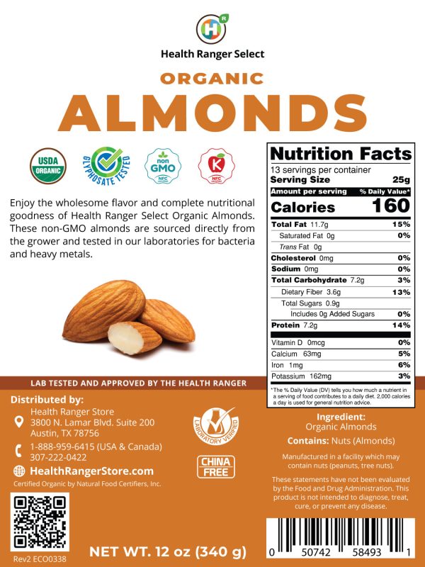 Organic Almonds 12oz (340g) Supply - Image 2