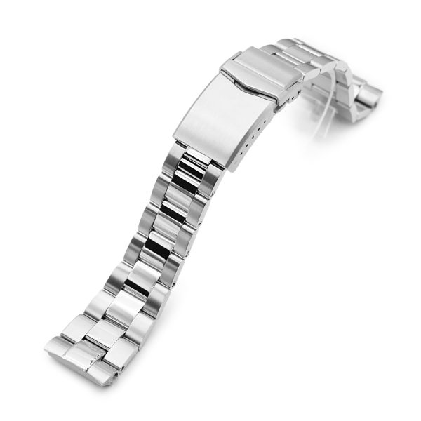 22mm Super-O Boyer Watch Band for Seiko New Turtles SRP777 SRP775 SRPA21 (PADI), Stainless Steel - Brushed, Polished Center Links, V Diver Clasp Online Sale
