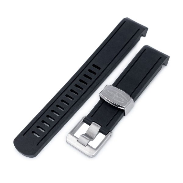 20mm Crafter Blue - Black Rubber Curved Lug Watch Band compatible with Seiko Sumo SBDC001, SBDC031 & SPB101 For Discount