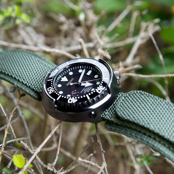 22mm MiLTAT Honeycomb Military Green Nylon Velcro Fastener Watch Strap, Brushed Stainless Buckle Sale - Image 2