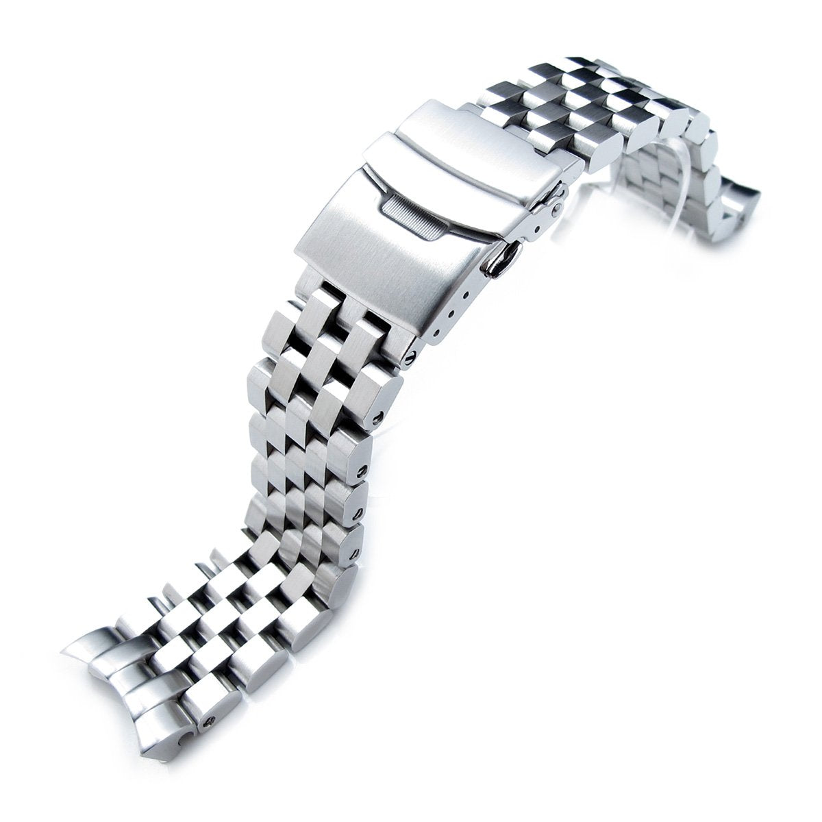 22mm SUPER Engineer II Watch Band compatible with Seiko SKX007, Brushed 316L Stainless Steel Curved End For Discount