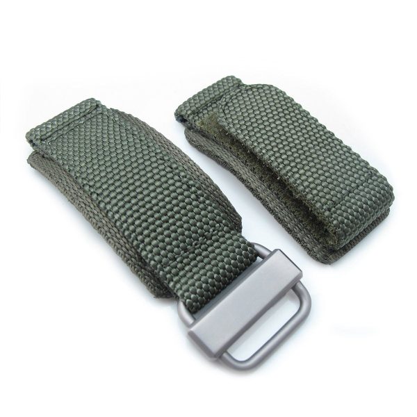 22mm MiLTAT Honeycomb Military Green Nylon Velcro Fastener Watch Strap, Brushed Stainless Buckle Sale - Image 3