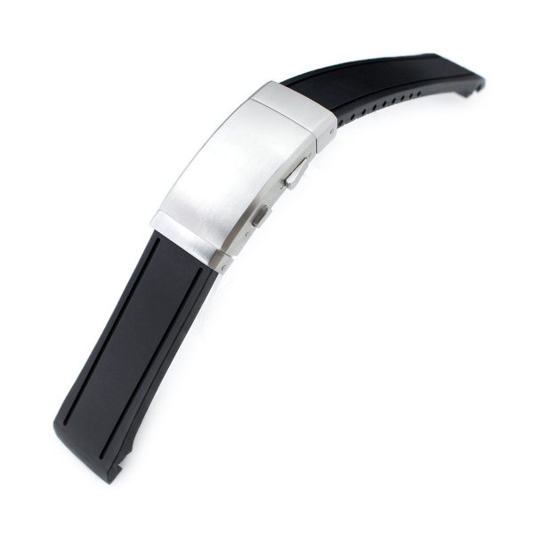 20mm Crafter Blue - Black Rubber Curved Lug Watch Band compatible with Seiko MM300 Prospex Marinemaster SBDX001, Wetsuit Ratchet Buckle Online Hot Sale