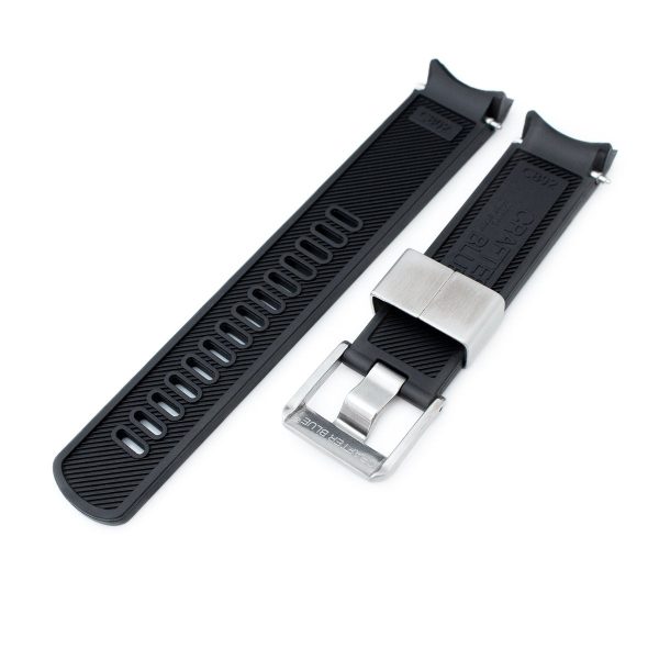 20mm Crafter Blue - Black Rubber Curved Lug Watch Band compatible with Seiko Sumo SBDC001, SBDC031 & SPB101 For Discount - Image 4