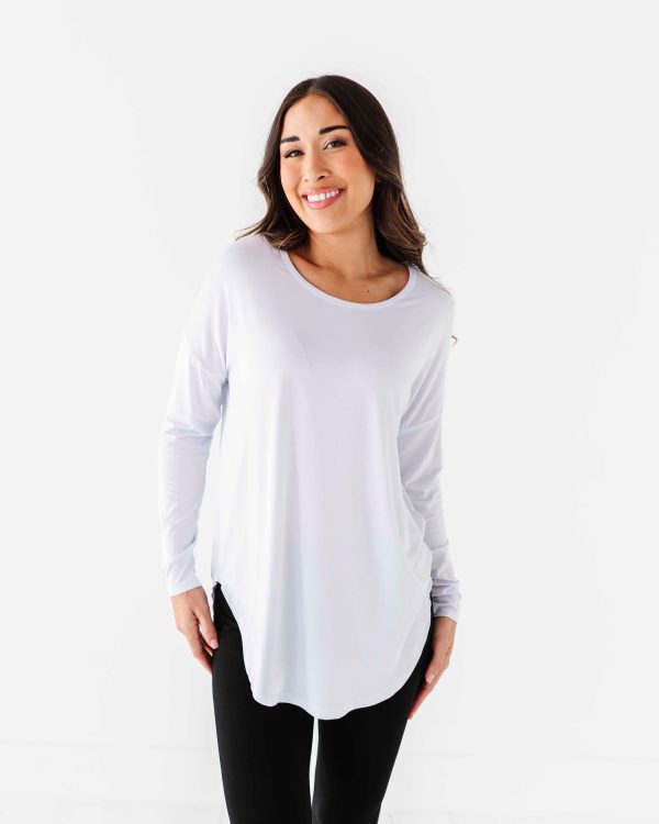 Women s Relaxed Fit Long Sleeve Shirt - White Online Hot Sale - Image 4