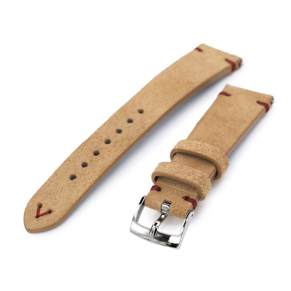 20mm Khaki Quick Release Italian Suede Leather Watch Strap, Red St. Online Sale
