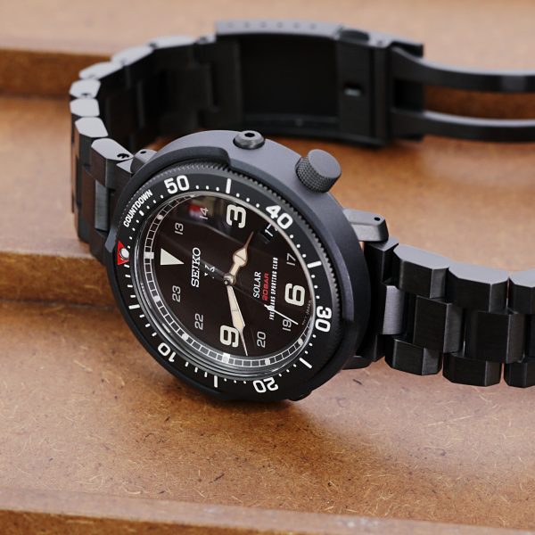 20mm Hexad Watch Band Straight End, 316L Stainless Steel Diamond-like Carbon (DLC coating) V-Clasp on Sale - Image 2