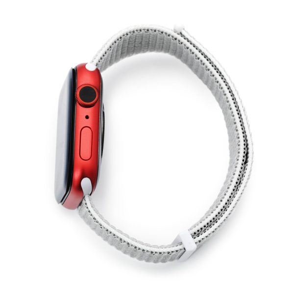 22mm Off White Hook & Loop Durable Nylon Watch Band compatible with Apple Watch 44mm   45mm models For Sale - Image 3
