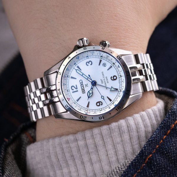 20mm Angus-J Louis JUB Watch Band for Seiko Alpinist SARB017 SPB155 SBEJ005 (compatible with Hamilton Khaki H70455733), Stainless Steel - Polished Center Links, V Diver Clasp on Sale - Image 2