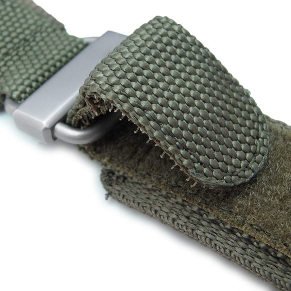 22mm MiLTAT Honeycomb Military Green Nylon Velcro Fastener Watch Strap, Brushed Stainless Buckle Sale - Image 4