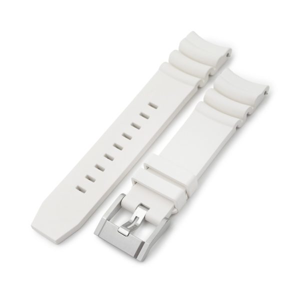Q.R. Firewave Resilient Curved End FKM rubber Watch Strap, White 22mm Online now