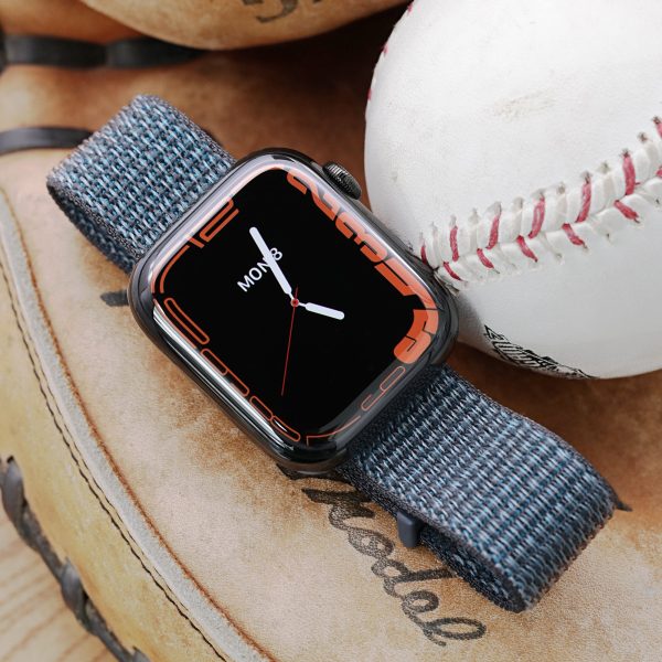 22mm Grey Hook & Loop Durable Nylon Watch Band compatible with Apple Watch 44mm   45mm models Online Hot Sale - Image 2