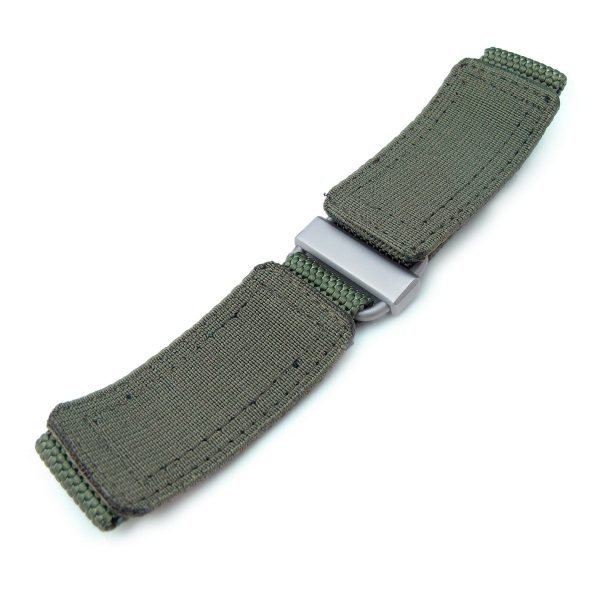 22mm MiLTAT Honeycomb Military Green Nylon Velcro Fastener Watch Strap, Brushed Stainless Buckle Sale - Image 5