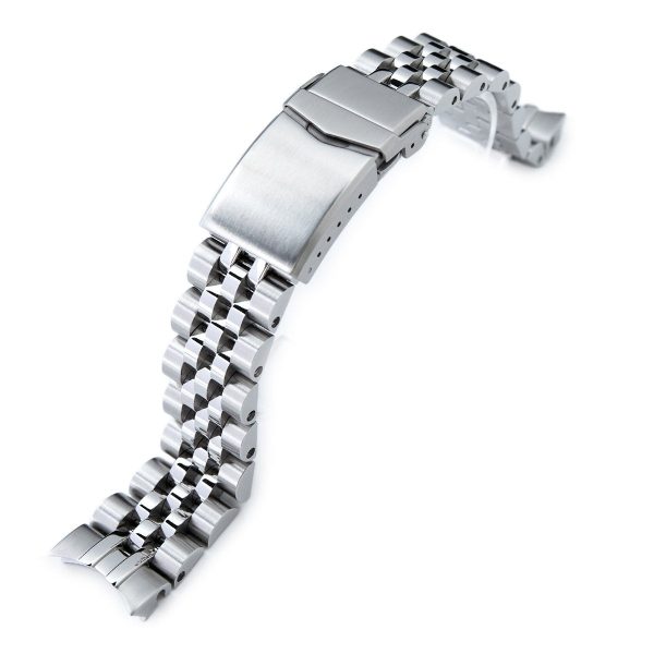 20mm Angus-J Louis JUB Watch Band for Seiko Alpinist SARB017 SPB155 SBEJ005 (compatible with Hamilton Khaki H70455733), Stainless Steel - Polished Center Links, V Diver Clasp on Sale