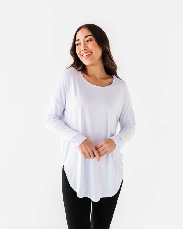 Women s Relaxed Fit Long Sleeve Shirt - White Online Hot Sale - Image 3