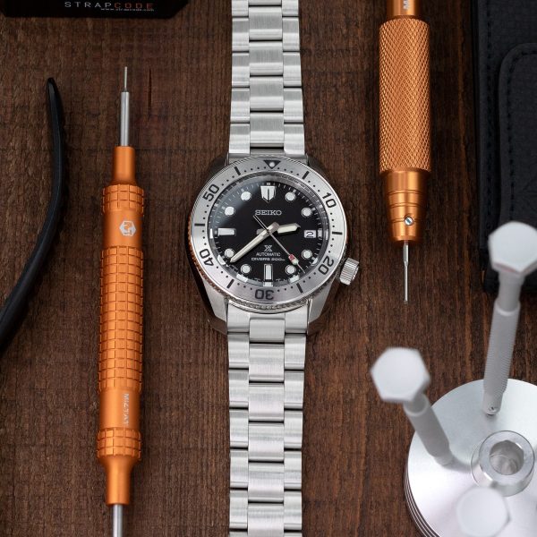 20mm Super-O Boyer Watch Band for Seiko Steelmaster SPB185 SPB187, Stainless Steel - Brushed, Baton Diver Clasp For Sale - Image 4