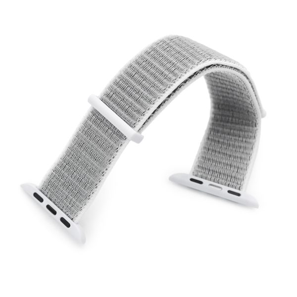 22mm Off White Hook & Loop Durable Nylon Watch Band compatible with Apple Watch 44mm   45mm models For Sale