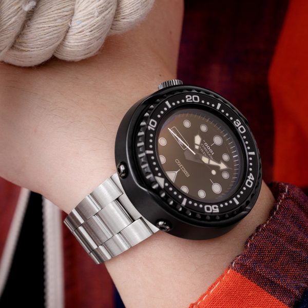 21.5mm Super-O Boyer Watch Band compatible with Seiko Tuna SBBN013, 316L Stainless Steel V-Clasp Button Double Lock Discount - Image 2